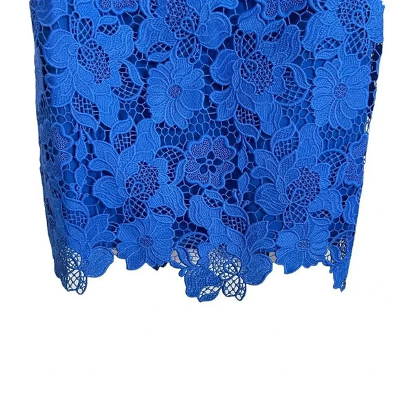 NEW Alice Olivia Clover Blue Guipure Lace Short Sleeved Mini Dress Size 2 - Picture 5 of 11